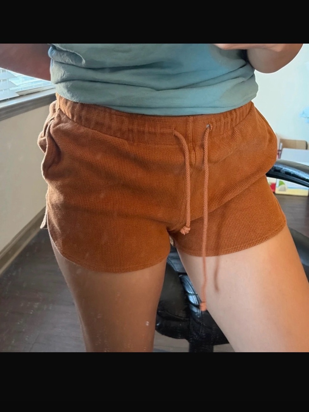 Forever 21 Rust Ribbed Drawstring Athletic Shorts